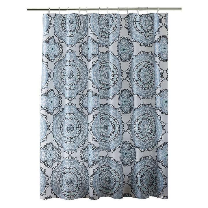 Bath Bliss Mandula Shower Curtain, Adult Unisex, Size: 72x70, Blue
