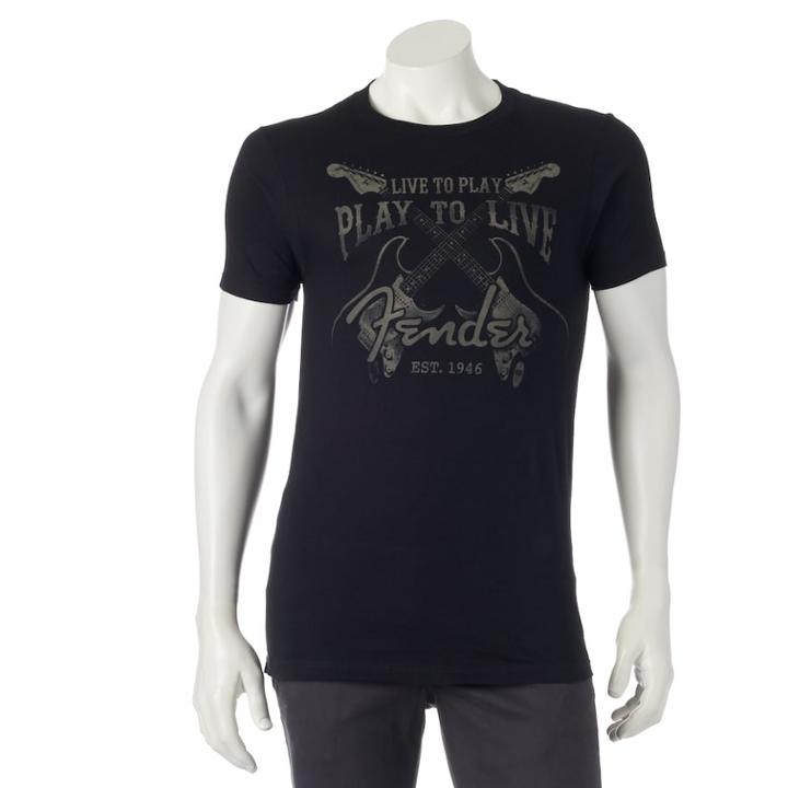 Men's Fender Live To Play, Play To Live Guitar Tee, Size: Xl, Black