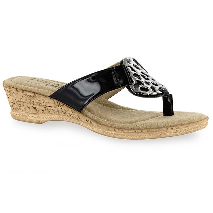 Tuscany By Easy Street Rossano Women's Wedge Sandals, Size: Medium (7), Grey (charcoal)