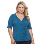 Plus Size Dana Buchman Wrap Top, Women's, Size: 2xl, Turquoise/blue (turq/aqua)