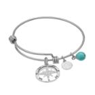 Love This Life Simulated Turquoise & Crystal Compass Charm Bangle Bracelet, Adult Unisex, Grey