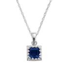 Tiara Sterling Silver Lab-created Sapphire Square Pendant, Women's, Size: 18, Blue
