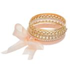 Mudd&reg; Simulated Pearl & Chiffon Bow Bangle Bracelet Set, Women's, Pink