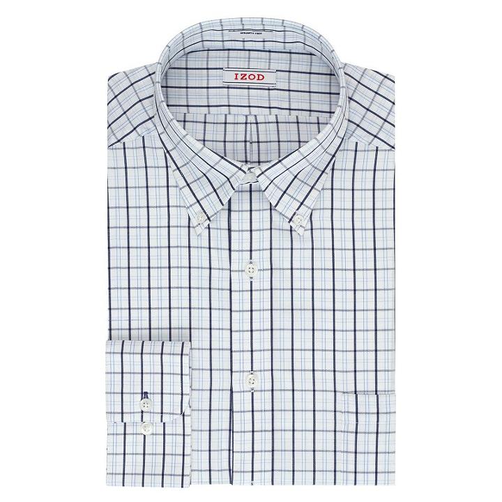 Men's Izod Solid Twill Regular-fit Button-down Collar Dress Shirt, Size: 17.5-32/33, Blue Other