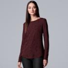 Women's Simply Vera Vera Wang Floral Lace Tee, Size: Xxl, Dark Red