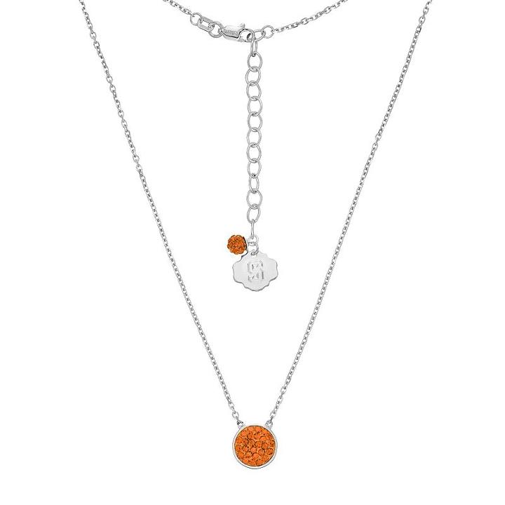 Syracuse Orange Sterling Silver Crystal Disc Necklace, Women's, Size: 18