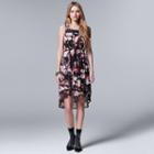 Petite Simply Vera Vera Wang Printed Mesh High-low Dress, Women's, Size: M Petite, Med Purple