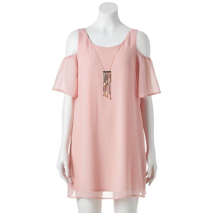 Juniors' Lily Rose Cold-shoulder Shift Dress, Girl's, Size: Medium, Pink Other
