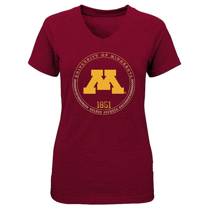 Girls 7-16 Minnesota Golden Gophers Team Medallion Tee, Girl's, Size: L(14), Red