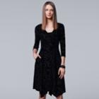 Women's Simply Vera Vera Wang Burnout Velvet Dress, Size: Large, Blue (navy)