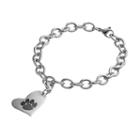 Fiora Stainless Steel Clemson Tigers Heart Charm Bracelet, Women's, Size: 8, Grey