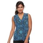 Petite Dana Buchman Pleated V-neck Tank, Women's, Size: L Petite, Blue