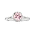 Sterling Silver Pink Cubic Zirconia Round Halo Engagement Ring, Women's, Size: 6