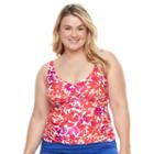 Plus Size Chaps Tummy Slimmer Twist-front Tankini Top, Women's, Size: 16 W, Lt Orange