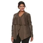 Plus Size Apt. 9&reg; Suede Faux Leather Cascade Pullover Jacket, Women's, Size: 2xl, Med Brown