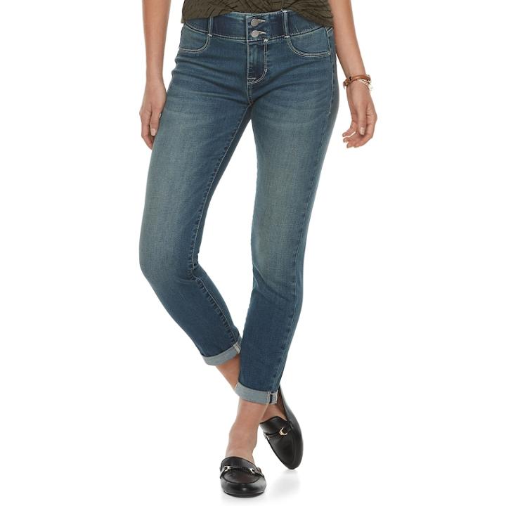 Women's Apt. 9&reg; Tummy Control Cuffed Capri Jeans, Size: 14, Med Blue