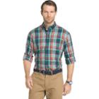 Men's Izod Fieldhouse Regular-fit Plaid Easy-care Button-down Shirt, Size: Large, Dark Green