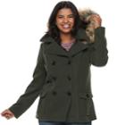 Juniors' Plus Size Urban Republic Wool Double-breasted Peacoat, Teens, Size: 1xl, Green