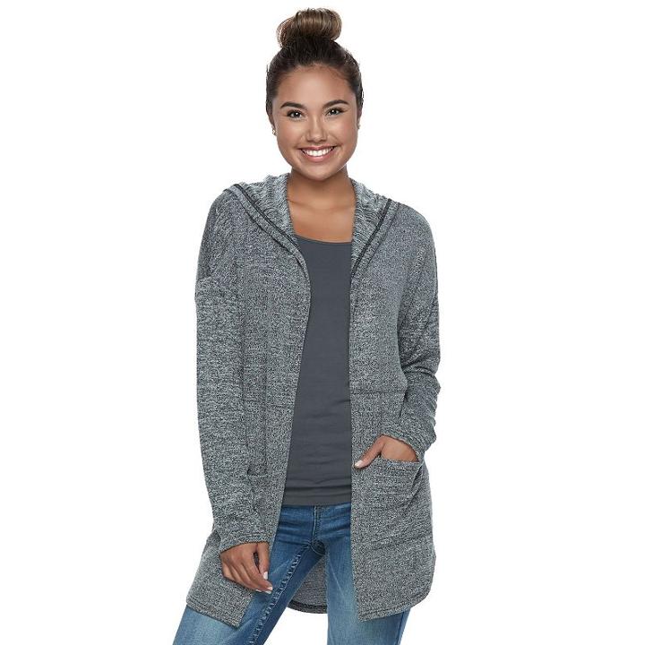 Juniors' Mudd&reg; Hooded Cardigan, Teens, Size: Large, Grey Other