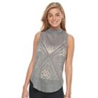 Women's Apt. 9&reg; Burnout Mockneck Tank, Size: Xxl, Grey