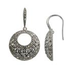 Lavish By Tjm Sterling Silver Woven Hoop Drop Earrings - Made With Swarovski Marcasite, Women's, Grey