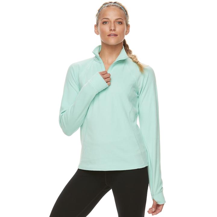Women's Tek Gear&reg; 1/4 Zip Microstretch Top, Size: Large, Med Green