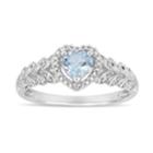 10k White Gold Sky Blue Topaz & Diamond Accent Heart Ring, Women's, Size: 6