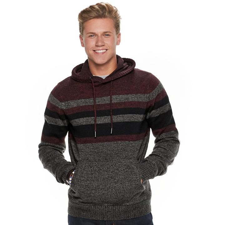 Men's Urban Pipeline&reg; Striped Pull-over Hoodie Sweater, Size: Small, Dark Pink