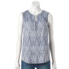 Women's Dana Buchman High-low Henley, Size: Medium, Med Blue