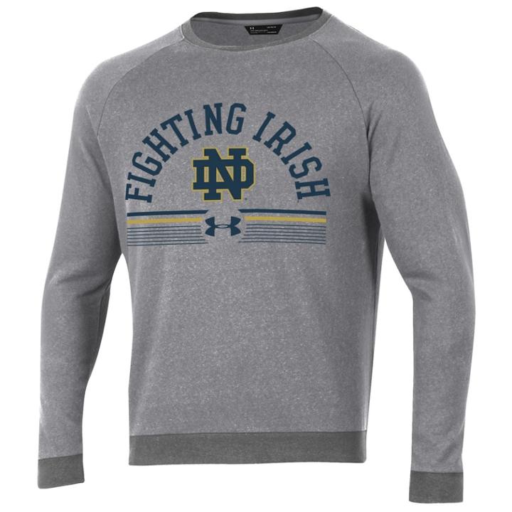 Men's Under Armour Notre Dame Fighting Irish Sport Style Crew Sweatshirt, Size: Small, Gray