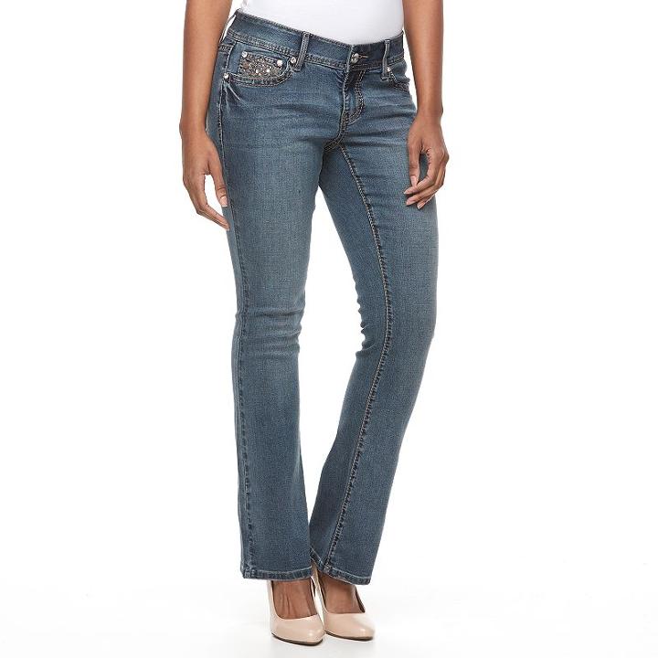 Women's Apt. 9&reg; Embellished Bootcut Jeans, Size: 10, Med Blue