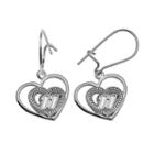 Insignia Collection Nascar Denny Hamlin Sterling Silver 11 Heart Drop Earrings, Women's, Grey