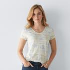 Petite Sonoma Goods For Life&trade; Essential Print V-neck Tee, Women's, Size: S Petite, Turquoise/blue (turq/aqua)