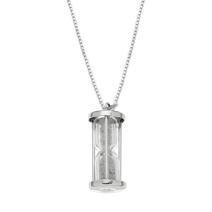 Sterling Silver Hourglass Pendant, Women's, Size: 18, Grey