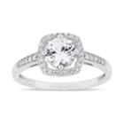 10k White Gold 1/8 Carat T.w. Diamond Lab-created White Sapphire Frame Ring, Women's, Size: 6