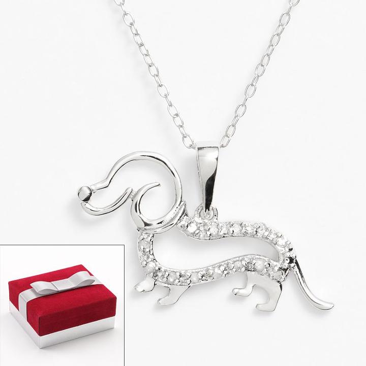 Sterling Silver 1/10-ct. T.w. Diamond Dog Pendant, Women's, Size: 18, White
