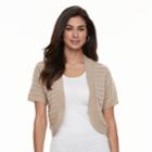 Women's Nina Leonard Textured-stripe Bolero, Size: Small, Beige
