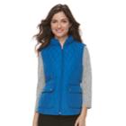 Women's Croft & Barrow&reg; Zip-up Quilted Vest, Size: Xl, Blue (navy)