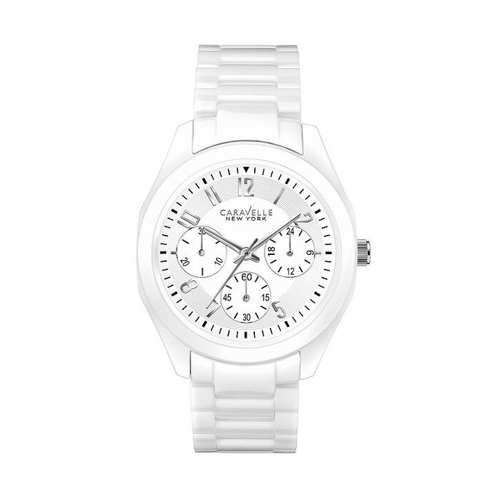 Caravelle New York By Bulova Women's Ceramic Chronograph Watch - 45l145, White