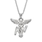 Logoart Sterling Silver Rn Caduceus Nurse Pendant Necklace, Women's, Size: 18, Grey