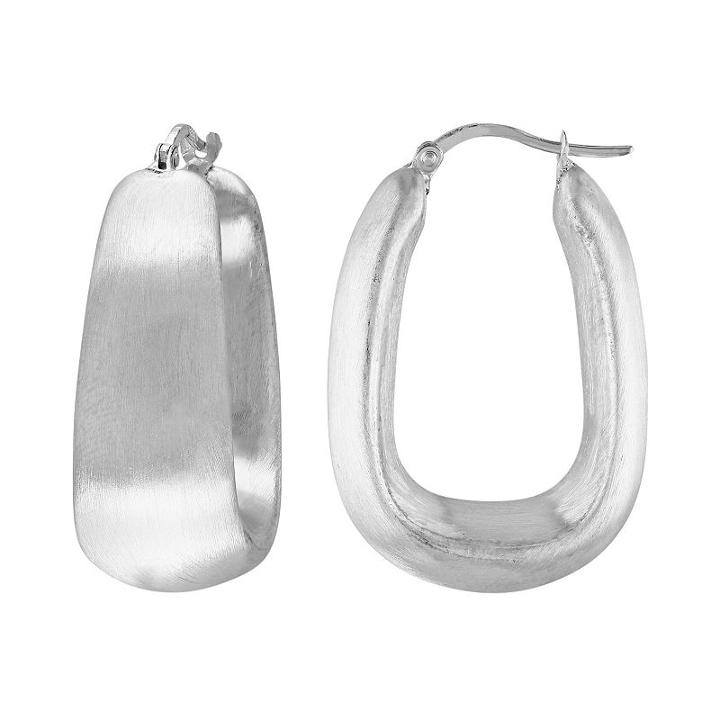 Sterling Silver U-hoop Earrings, Women's, Grey
