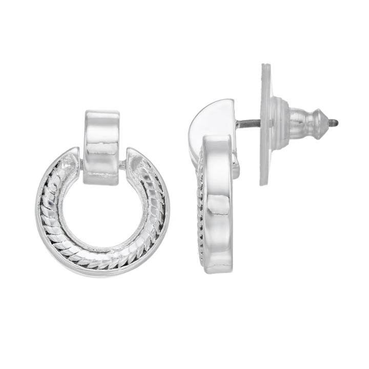 Dana Buchman Textured Doorknocker Drop Earrings, Women's, Silver