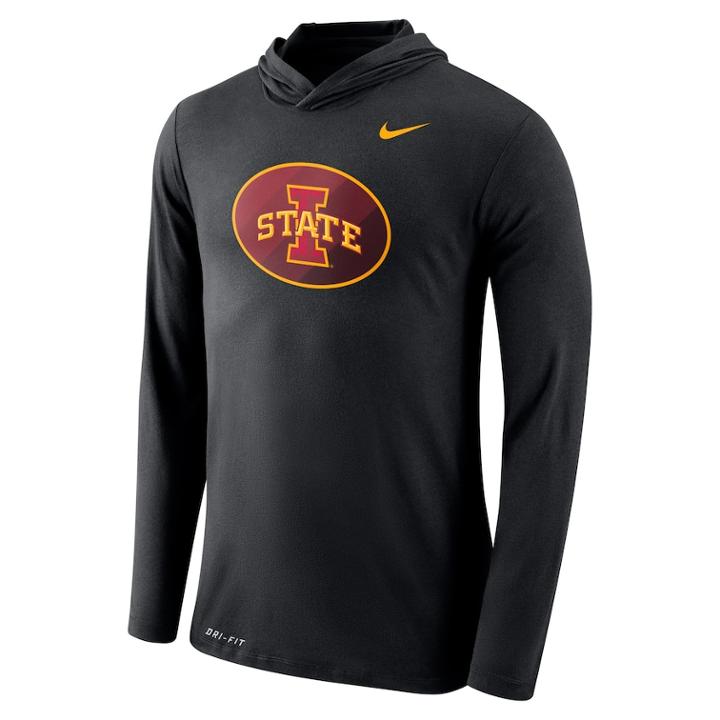 Men's Nike Iowa State Cyclones Dri-fit Hooded Tee, Size: Small, Black