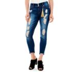 Juniors' Wallflower Ripped Step Hem Skinny Jeans, Teens, Size: 0, Orange Oth