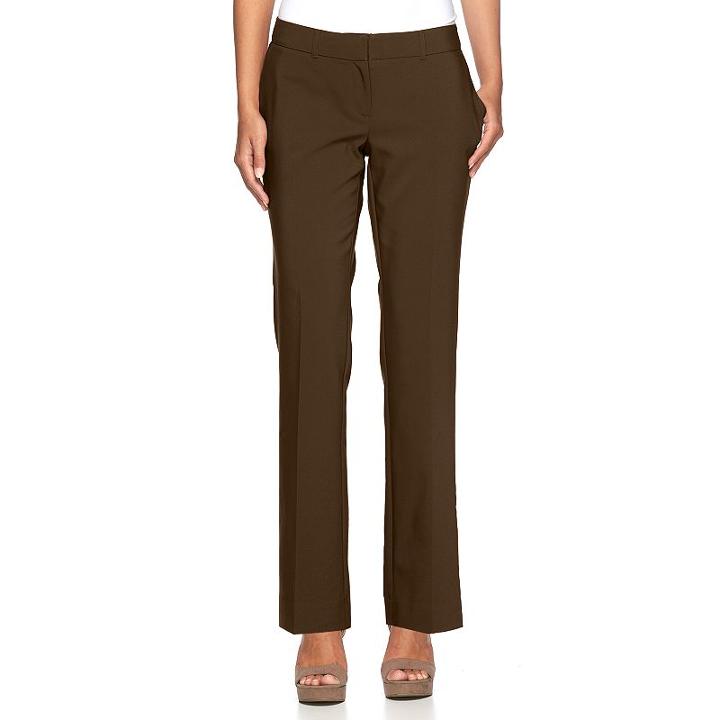 Women's Apt. 9&reg; Torie Curvy Fit Dress Pants, Size: 2 T/l, Brown