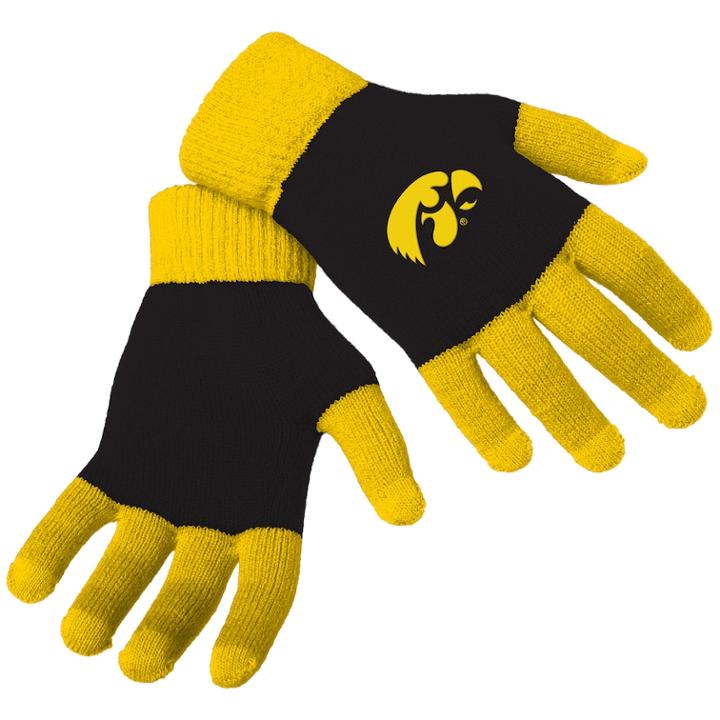 Adult Forever Collectibles Iowa Hawkeyes Knit Colorblock Gloves, Adult Unisex, Multicolor