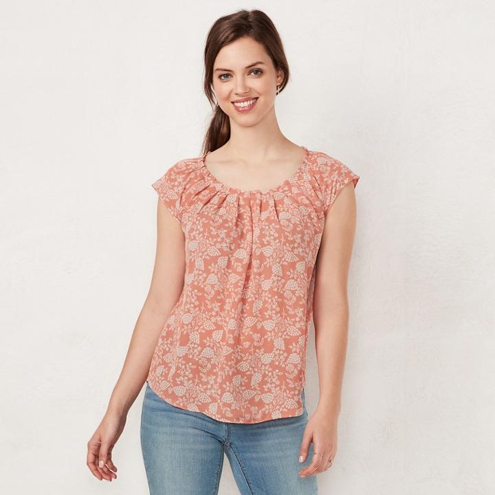 Petite Lc Lauren Conrad Pleated Top, Women's, Size: M Petite, Pink