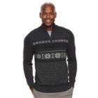 Men's Croft & Barrow&reg; Classic-fit Holiday Fairisle Quarter-zip Sweater, Size: Large, Grey (charcoal)