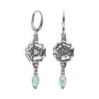 Lyric Sterling Silver Blue Topaz And Diamond Accent Flower Linear Drop Earrings, Women's