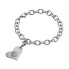 Fiora Stainless Steel Ohio State Buckeyes Heart Charm Bracelet, Women's, Size: 8, Grey